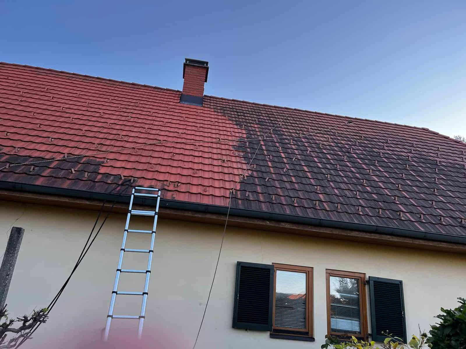 Čiščenje strehe prej in potem